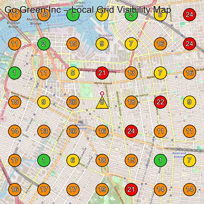 Go Green Inc House Cleaning Service GeoGrid ranking map for Brooklyn NY